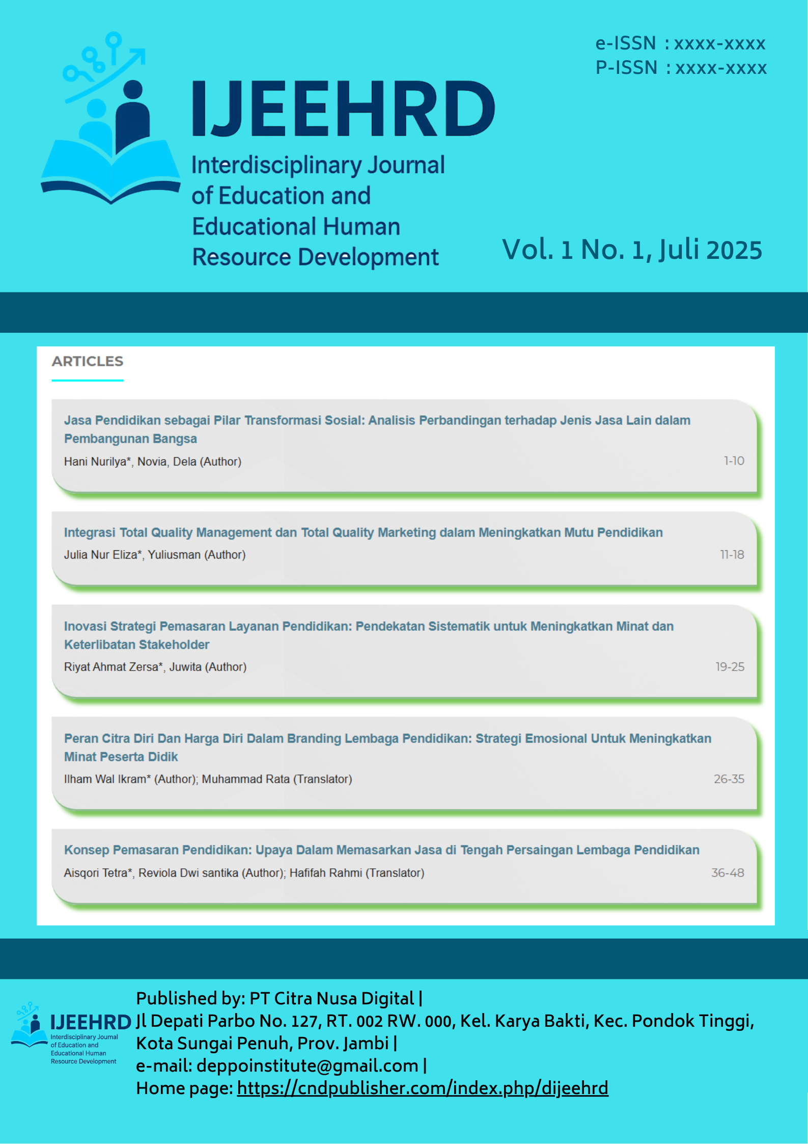 					View Vol. 1 No. 1 (2025): Interdisciplinary Journal of Education and Educational Human Resource Development
				